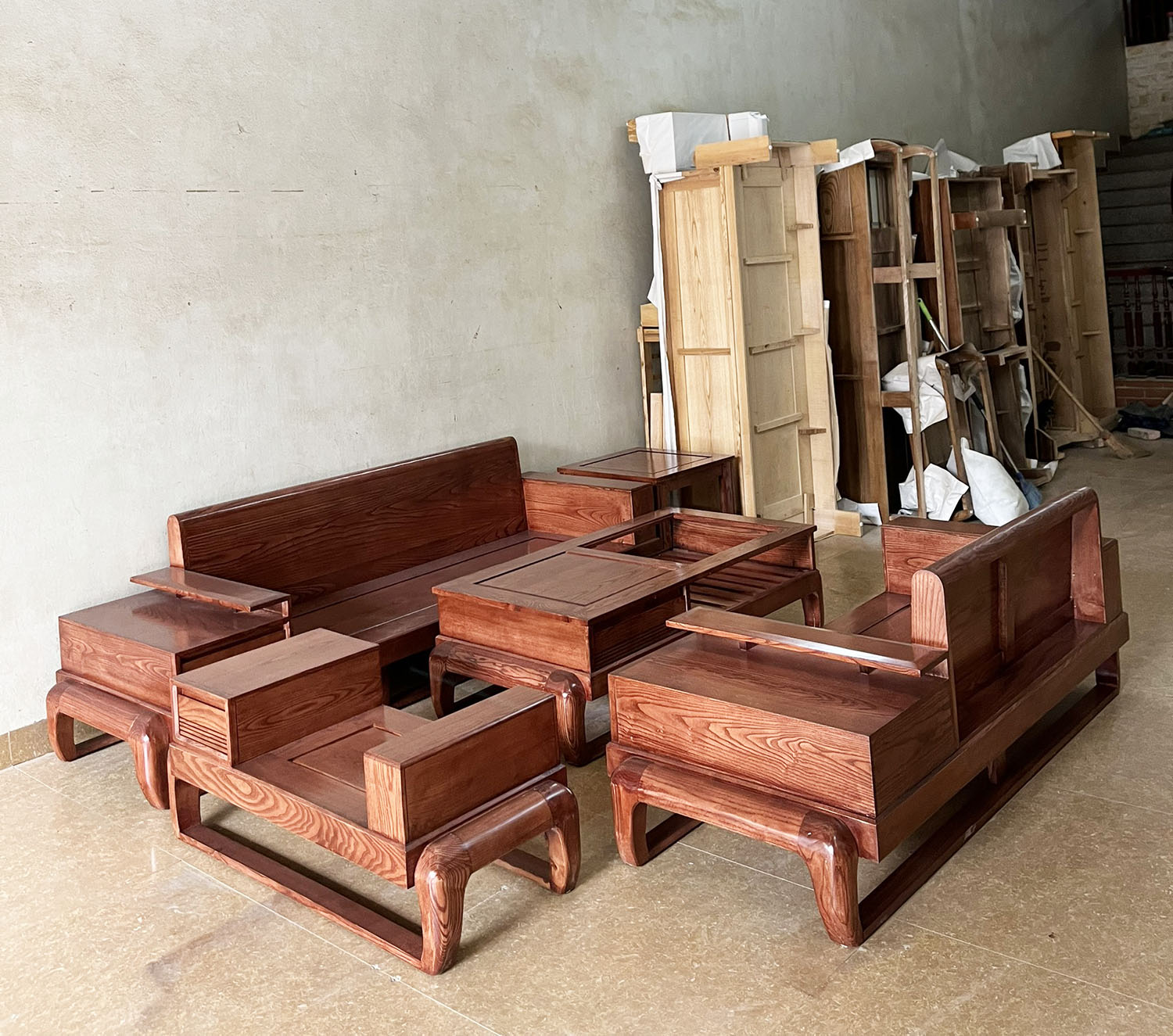 Bộ Bàn ghế gỗ sồi new 2025